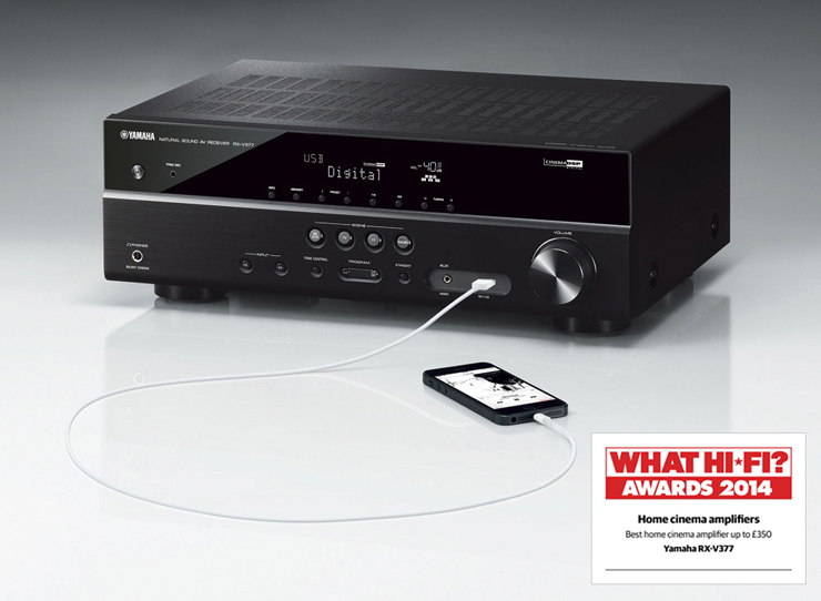 优胜客5.1声道家庭影院收音扩音机RX-V377 荣获2014年度What Hi-Fi?五星评价大奖
